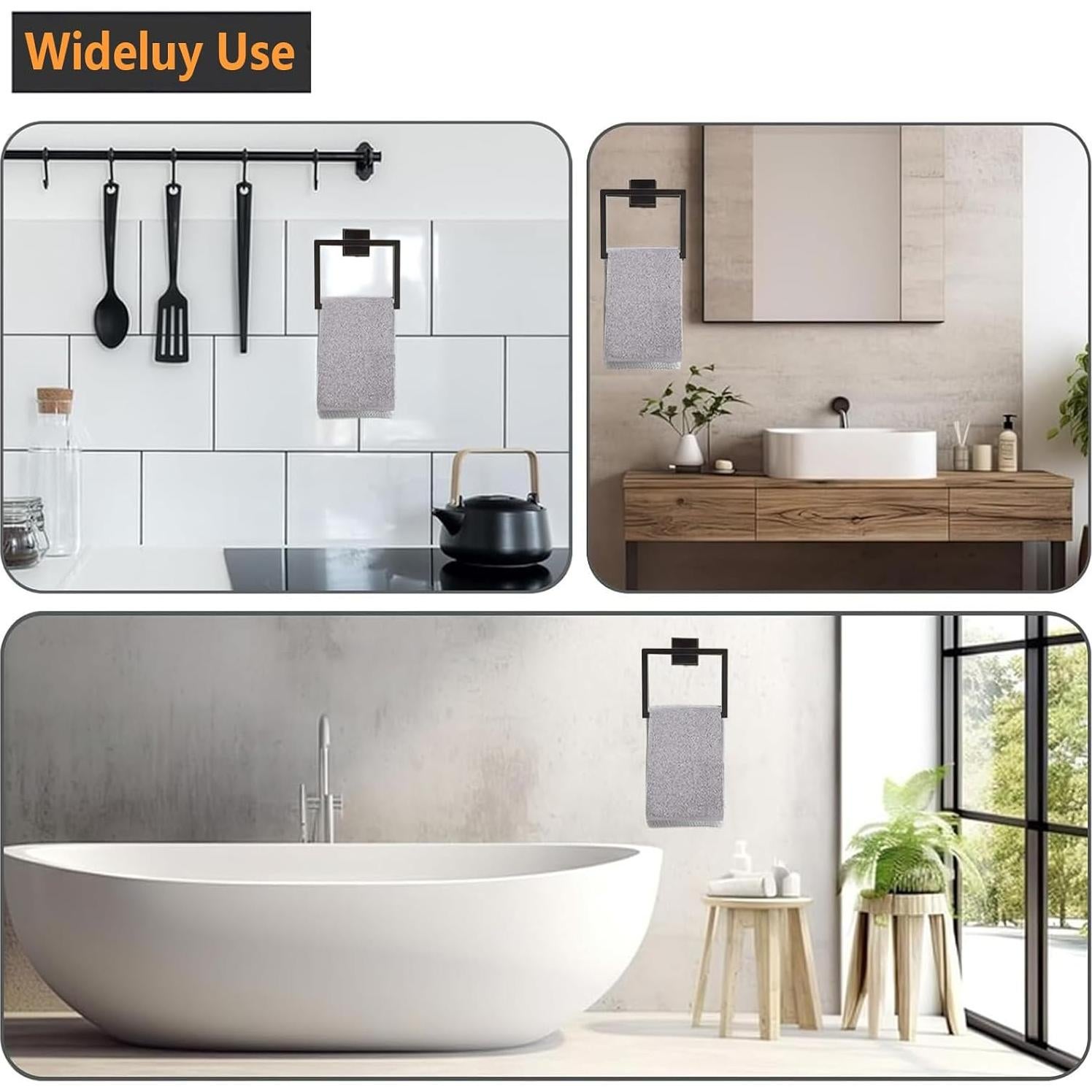 Anillo de Toalla 2 Piezas JOPOFI Acero Inoxidable Negro Mate