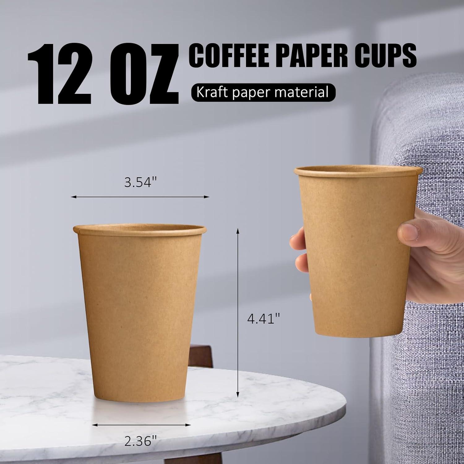 Vasos de Papel Kraft 12oz Clawsoff - Paquete de 180 Unidades