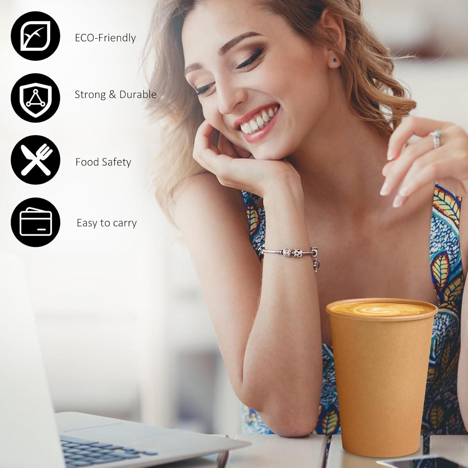 Vasos de Papel Kraft 12oz Clawsoff - Paquete de 180 Unidades