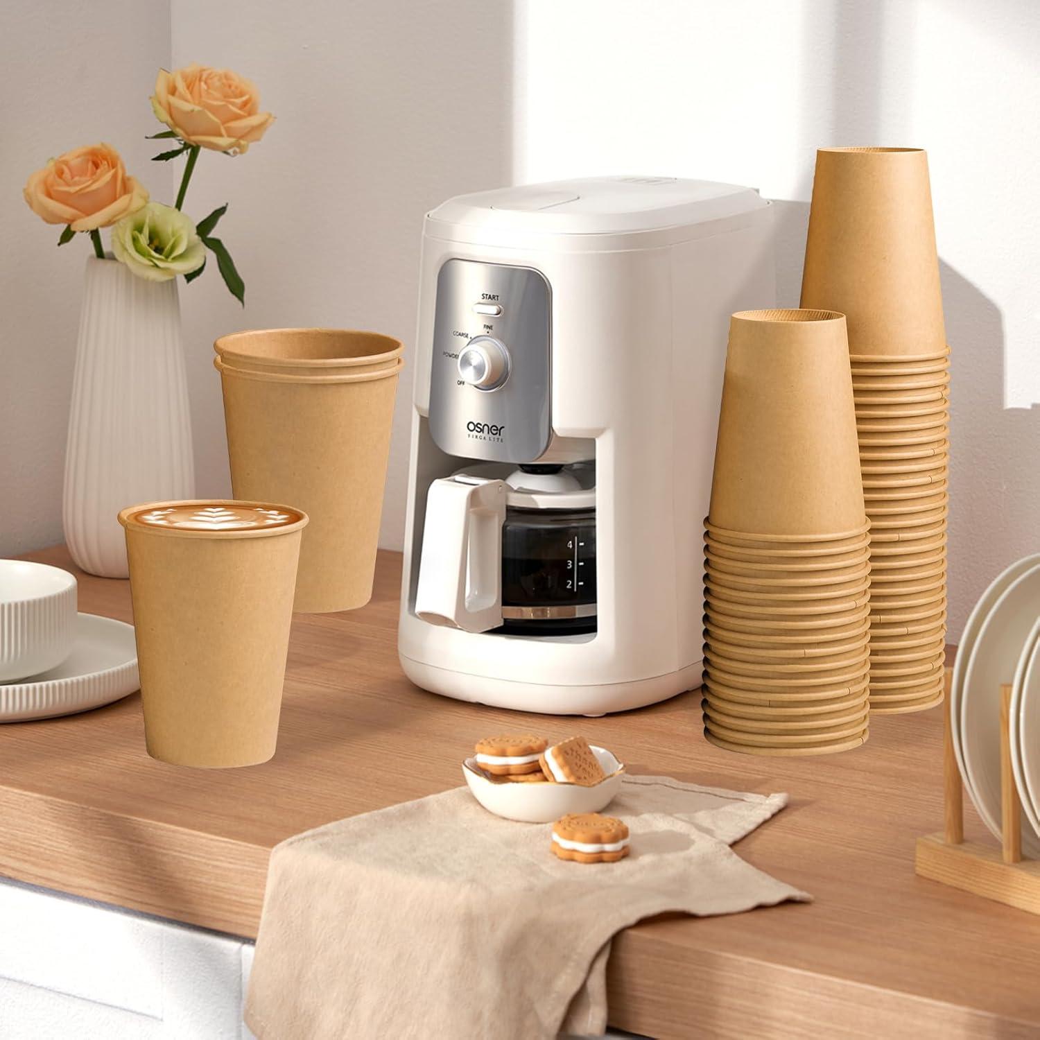 Vasos de Papel Kraft 12oz Clawsoff - Paquete de 180 Unidades