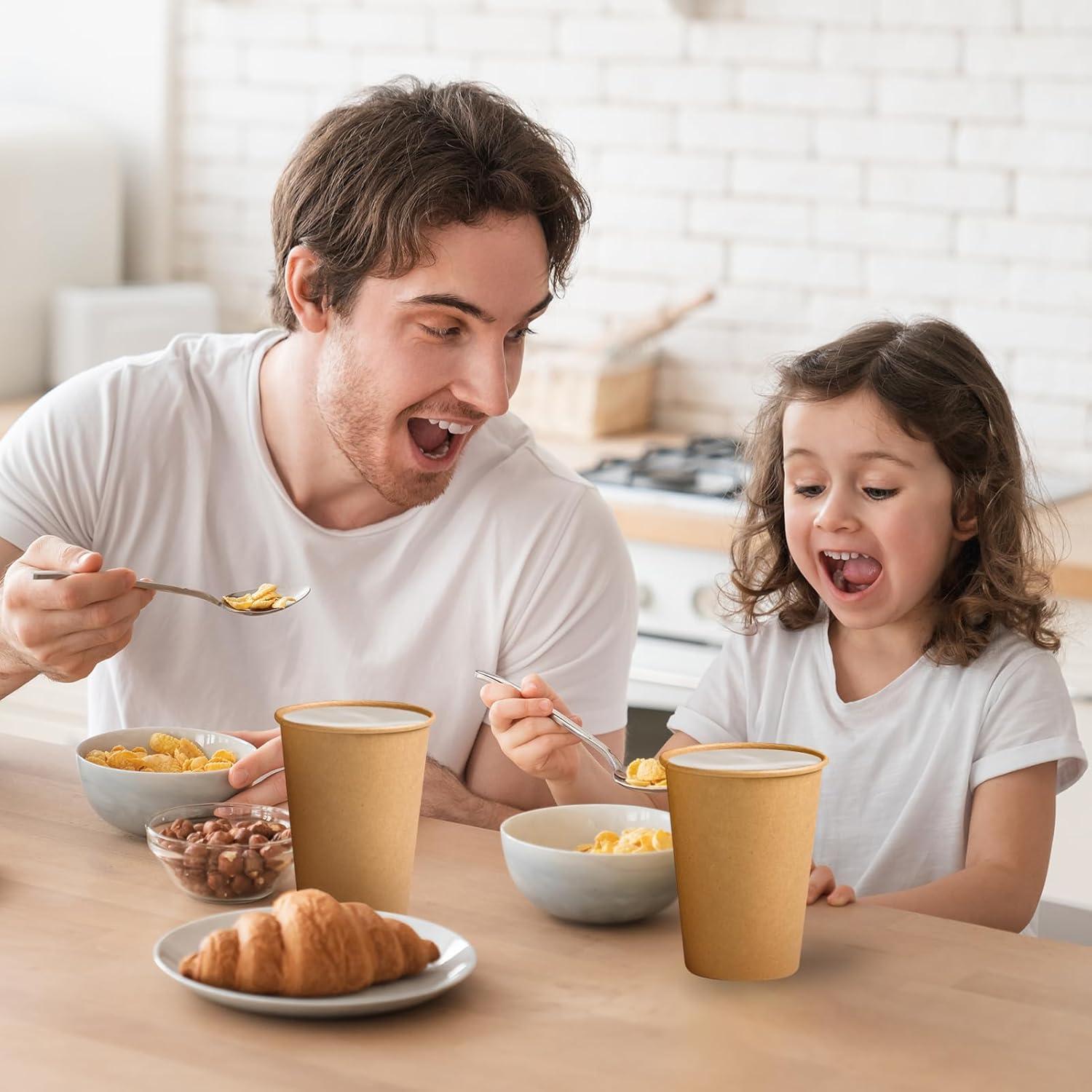 Vasos de Papel Kraft 12oz Clawsoff - Paquete de 180 Unidades