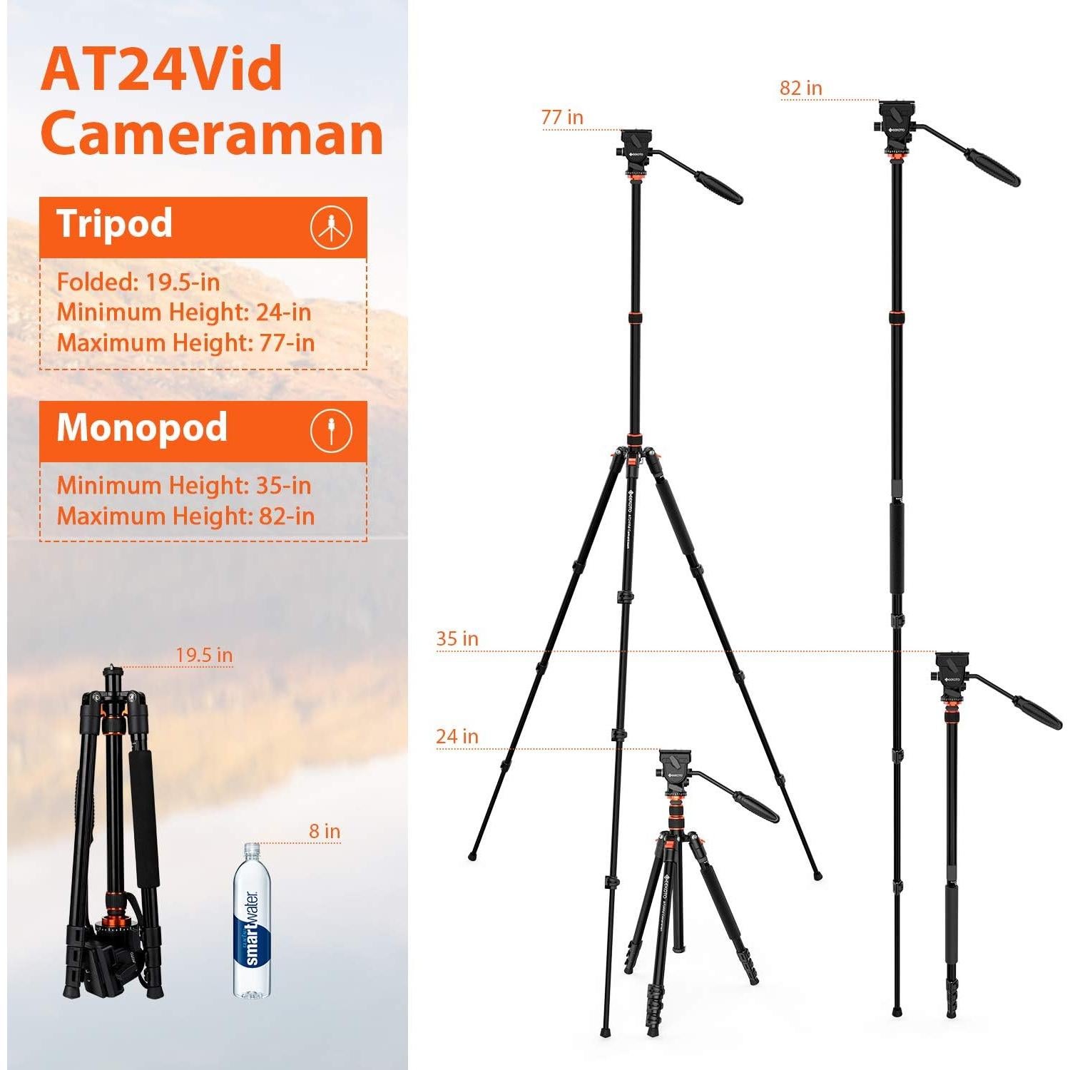 Trípode Profesional GEEKOTO para Cámara DSLR 195.58 cm