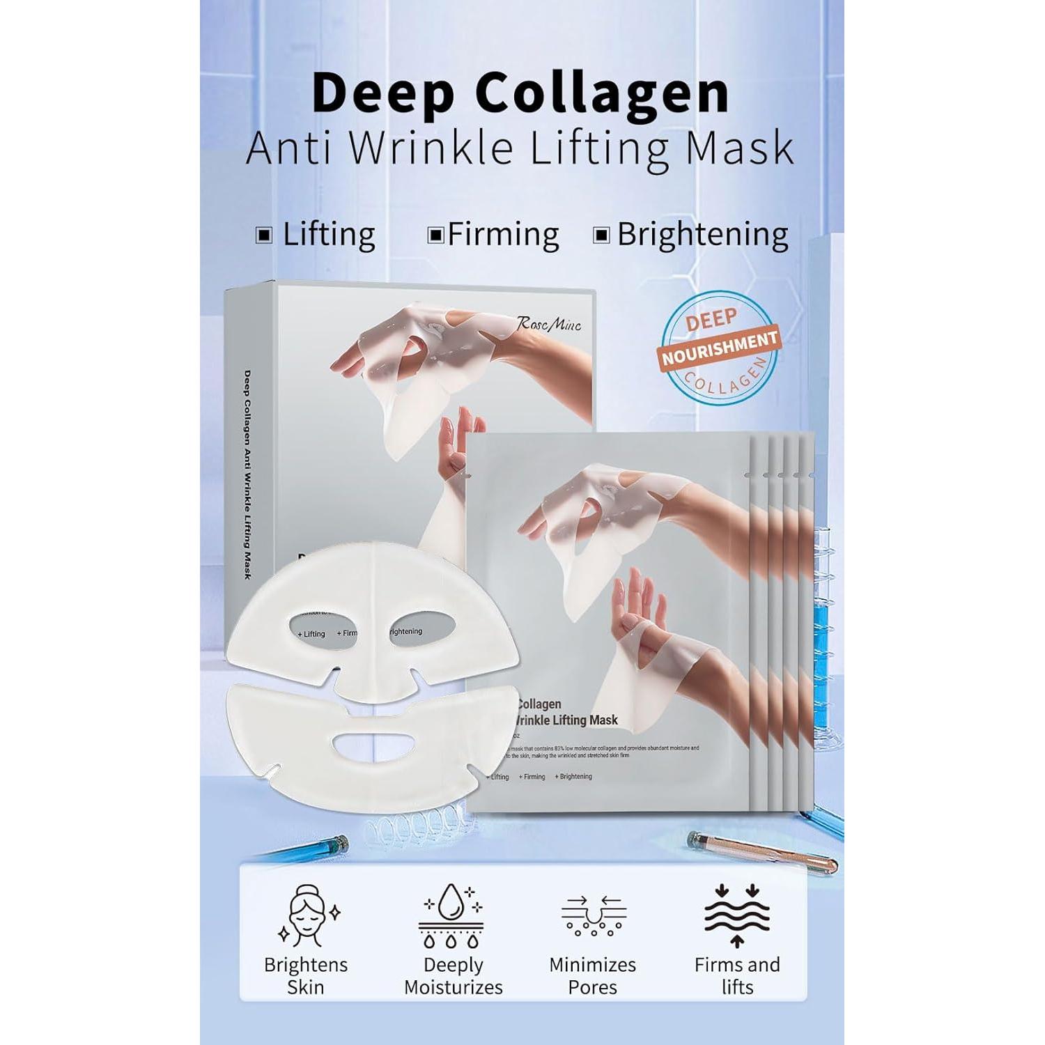 Mascarilla Facial de Colágeno DATANSUN 5 Pcs Hidratación Profunda