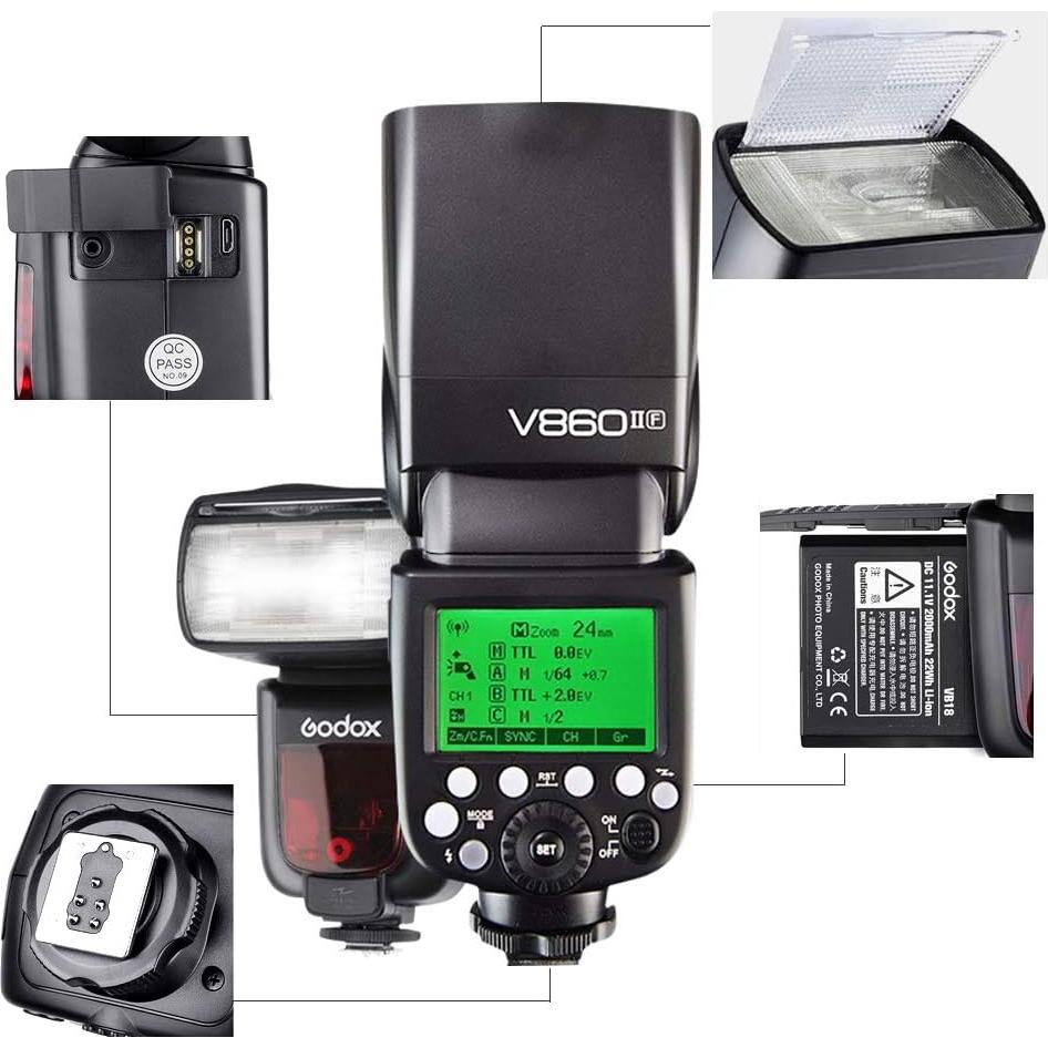 Flash Godox V860II-C para Cámara Canon E-TTL 1.06 kg GN60