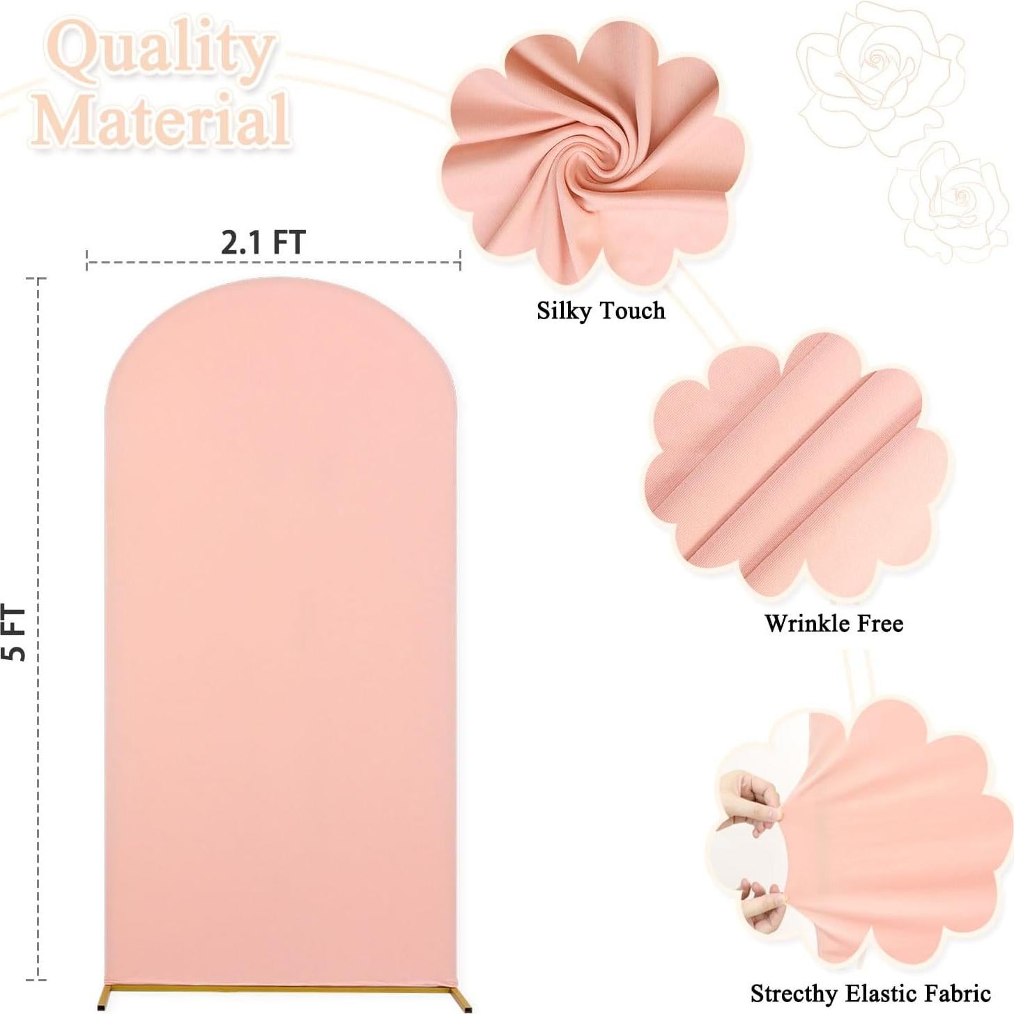 Cubierta de Arco Ajustada Spandex Rosa Polvoriento 0.64x1.52m