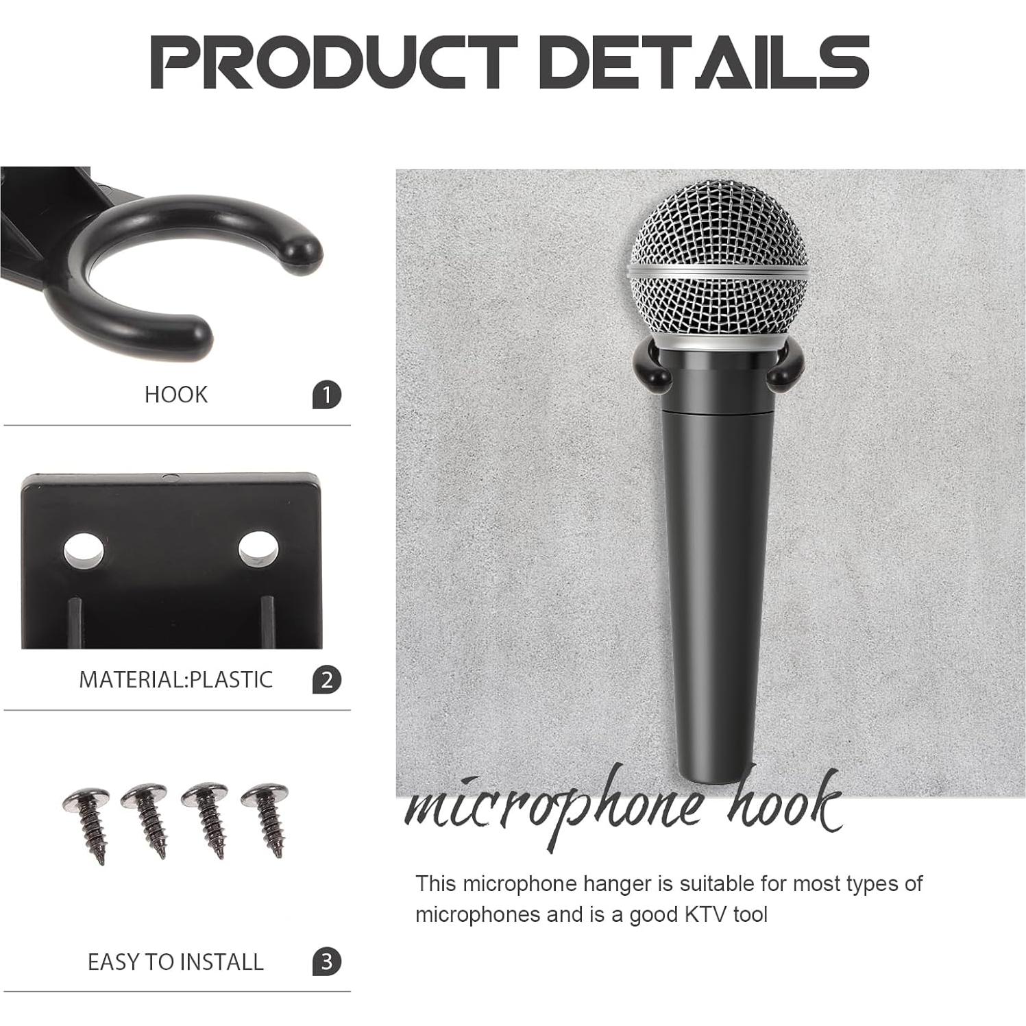 Soporte de Micrófono Montaje en Pared Milisten 12 Pcs Negro