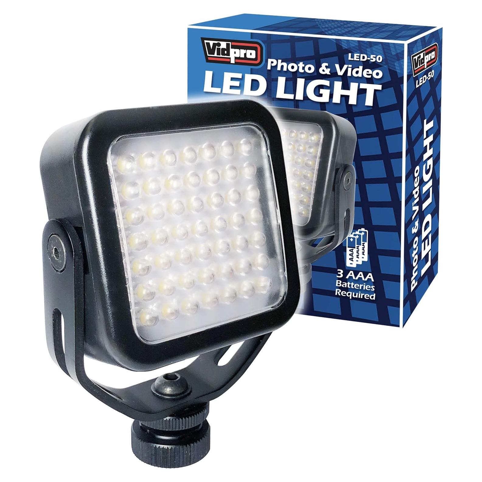Luz LED Vidpro LED-50 para Fotografía y Video con Regulador