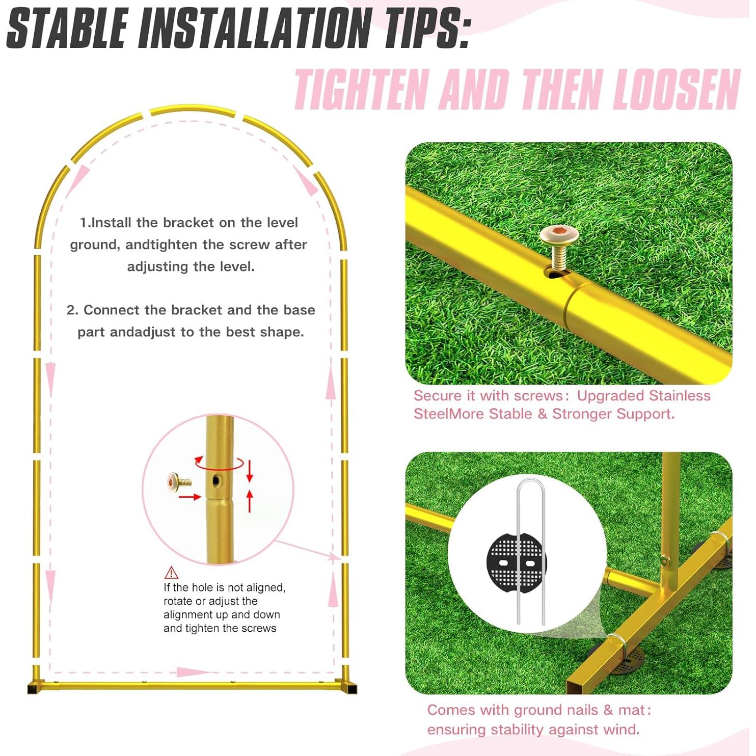 Soporte de fondo de arco dorado LIFENCE 3 niveles 2.18m-1.83m