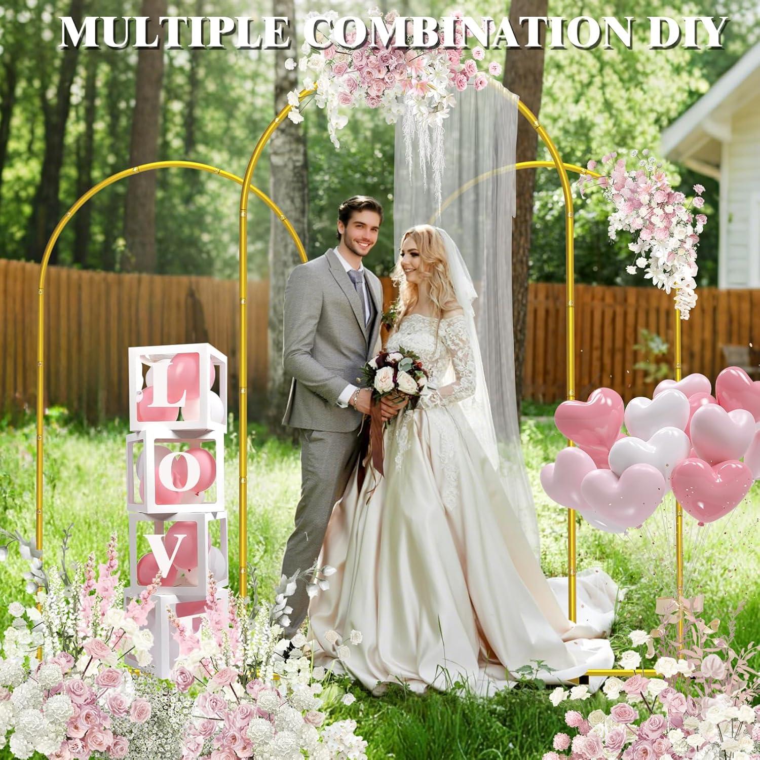 Soporte de fondo de arco dorado LIFENCE 3 niveles 2.18m-1.83m