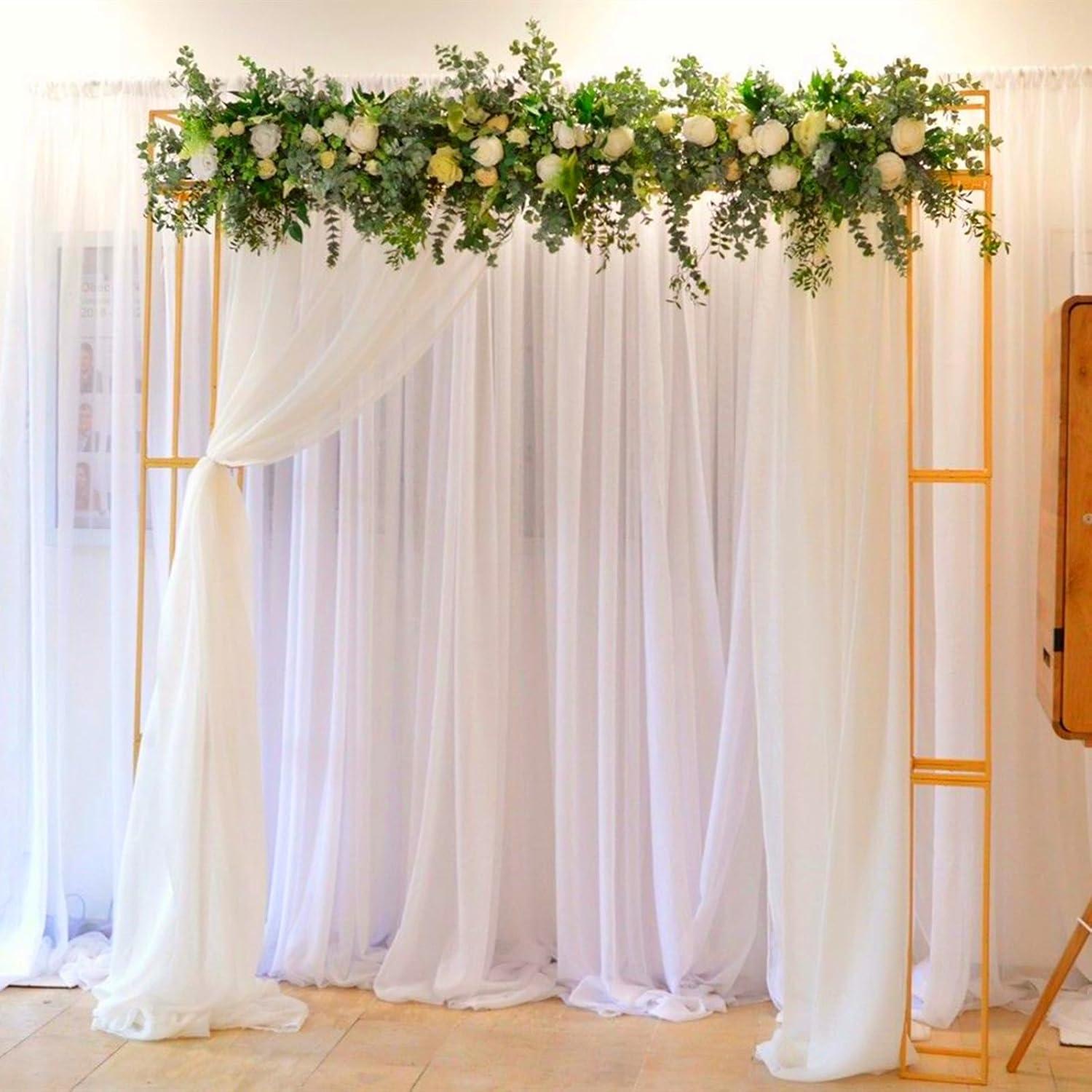 Cortinas de Fondo Blancas 2 Paneles 1.5m x 2.4m Chiffon