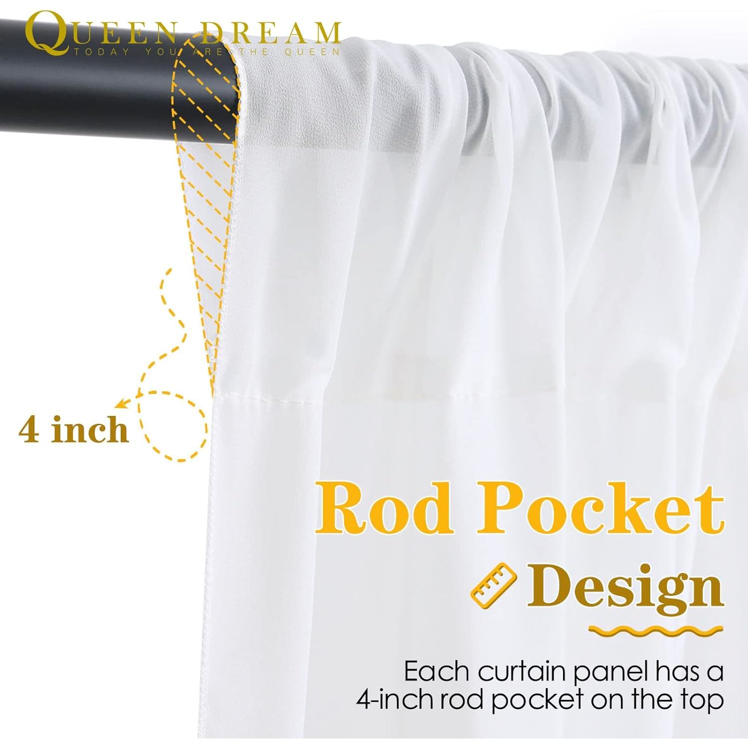 Cortinas de Fondo Blancas 2 Paneles 1.5m x 2.4m Chiffon