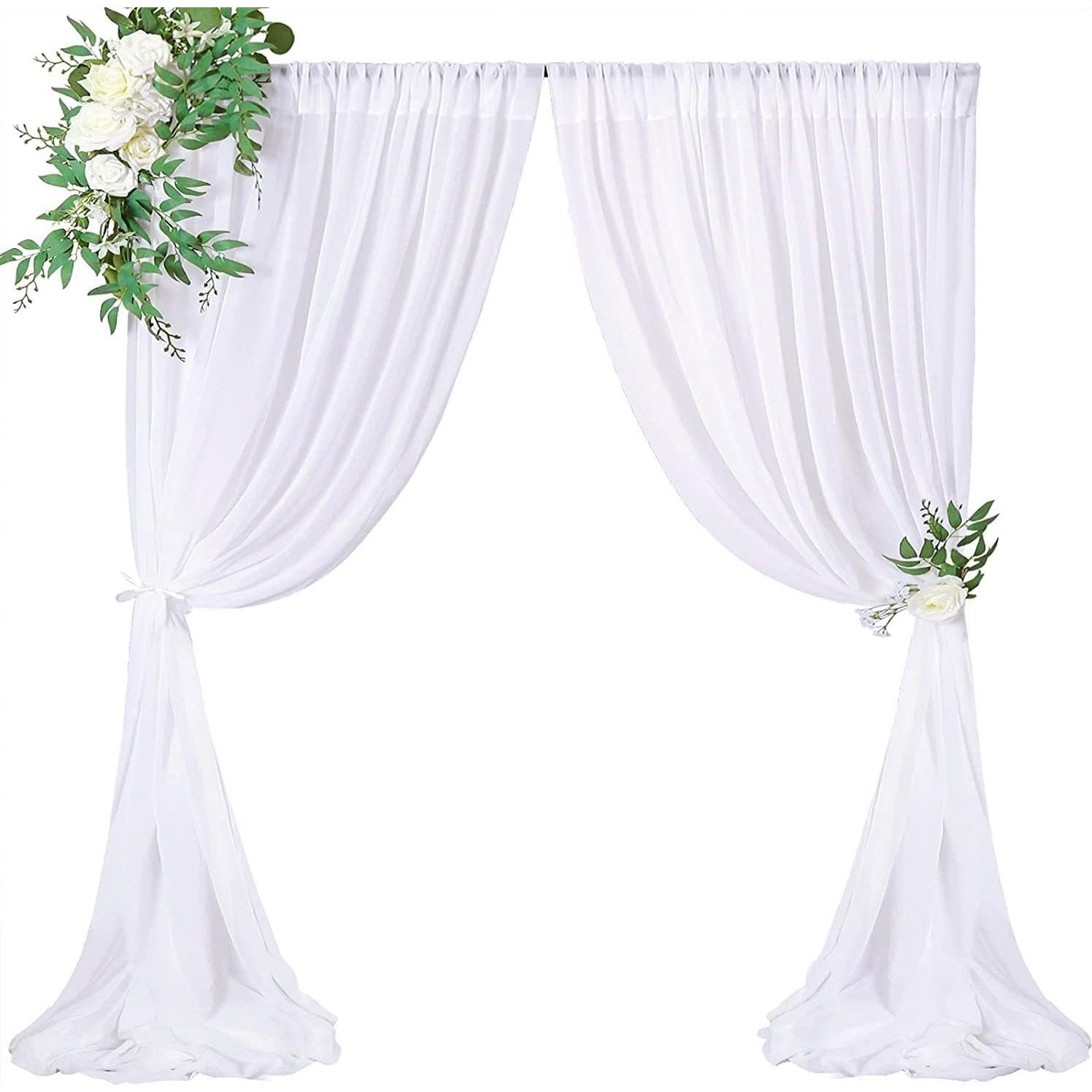 Cortinas de Fondo Blancas 2 Paneles 1.5m x 2.4m Chiffon