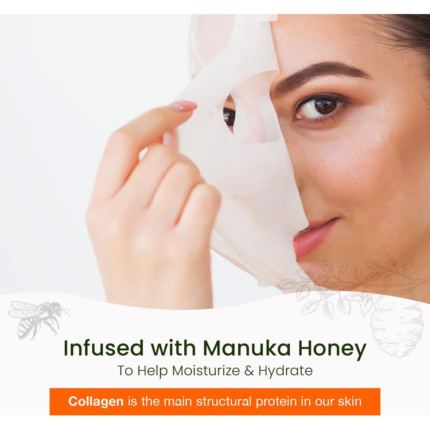 Mascarilla Facial Klar & Co Colágeno y Miel de Manuka - 5 Pzas