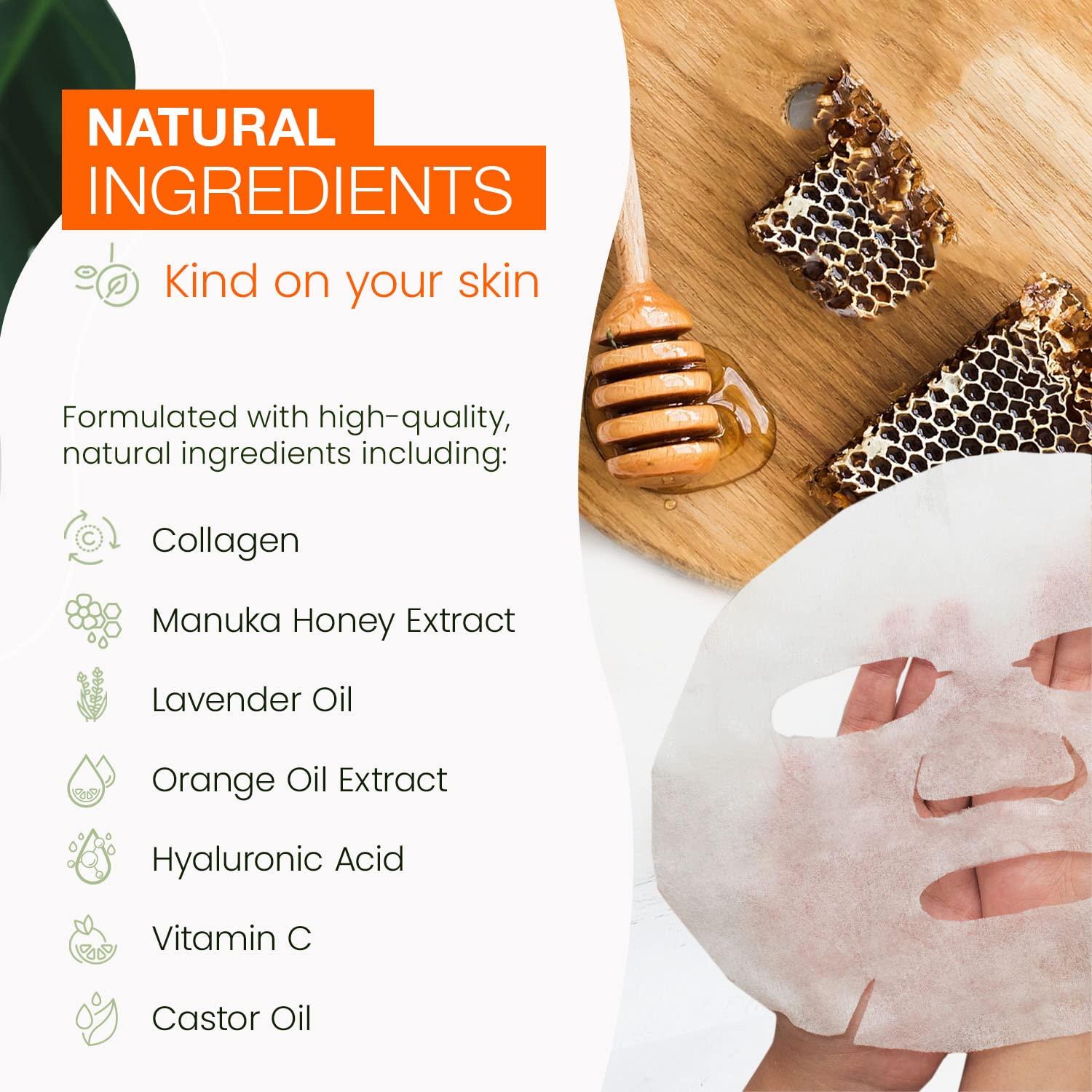 Mascarilla Facial Klar & Co Colágeno y Miel de Manuka - 5 Pzas