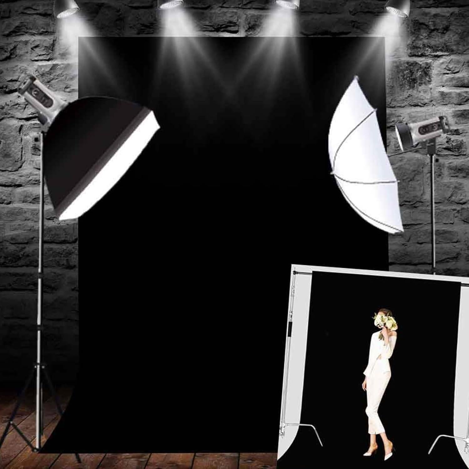 Fondo de Pantalla Negro 5x2.1m MTMETY para Fotografía y Video