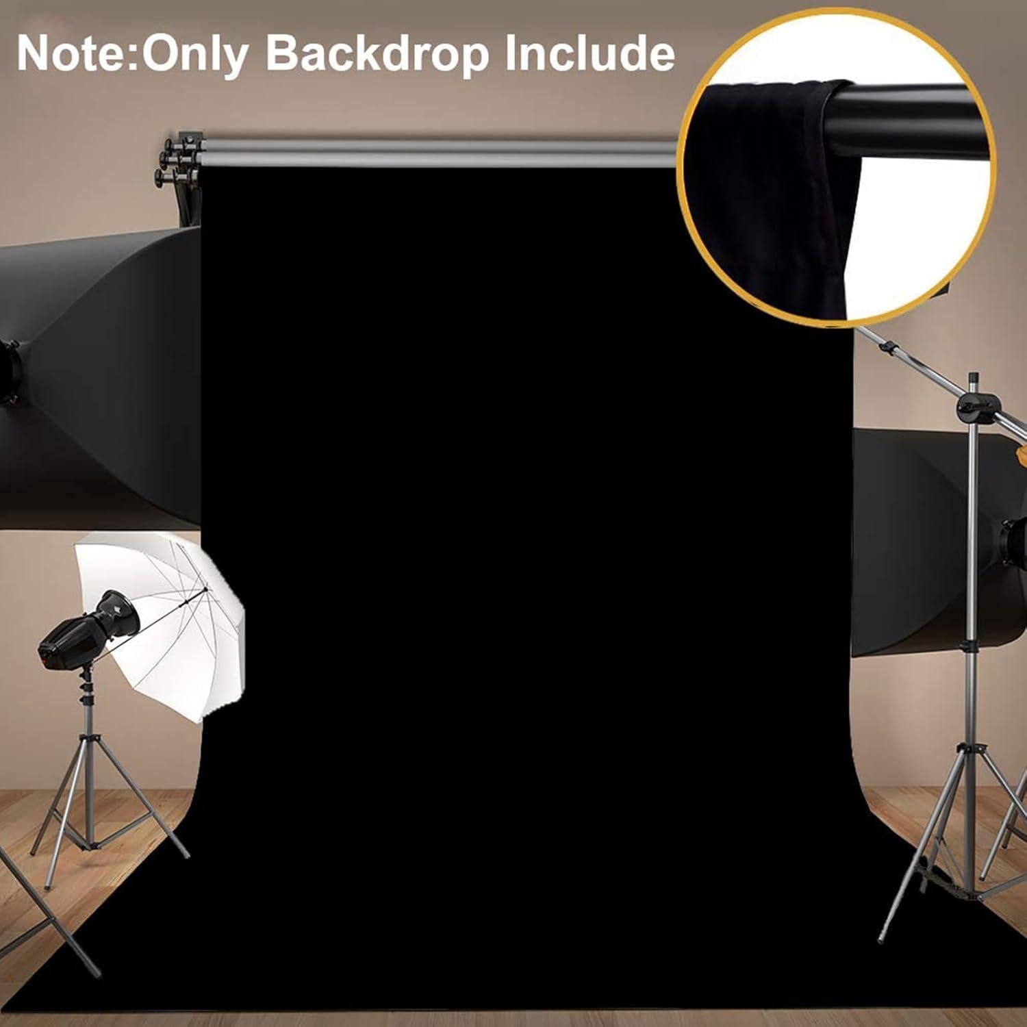 Fondo de Pantalla Negro 5x2.1m MTMETY para Fotografía y Video