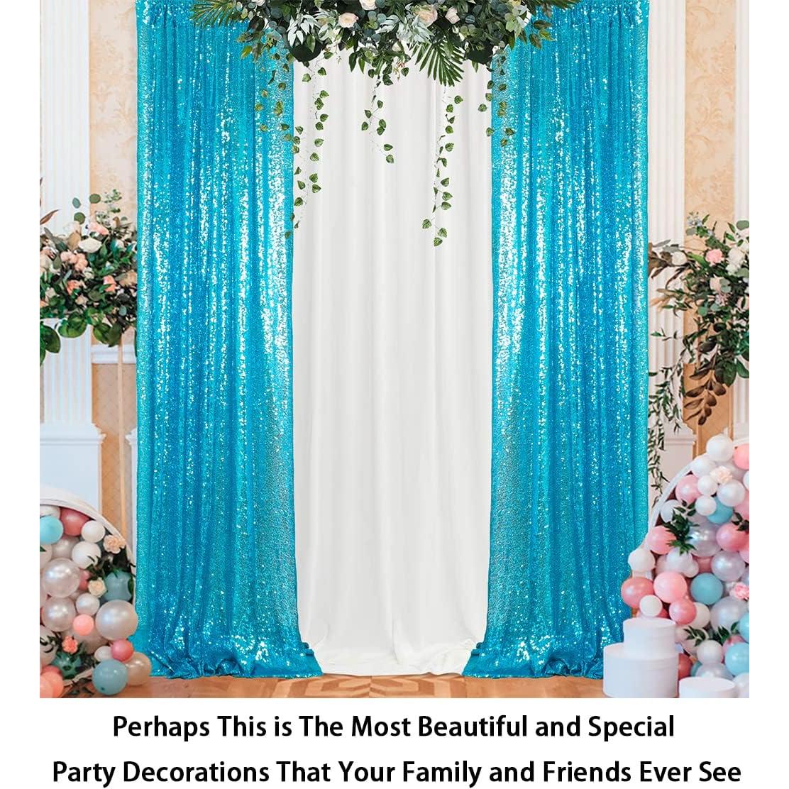 Cortinas de Lentejuelas ShinyBeauty 2 Paneles 0.61x2.44m Turquesa