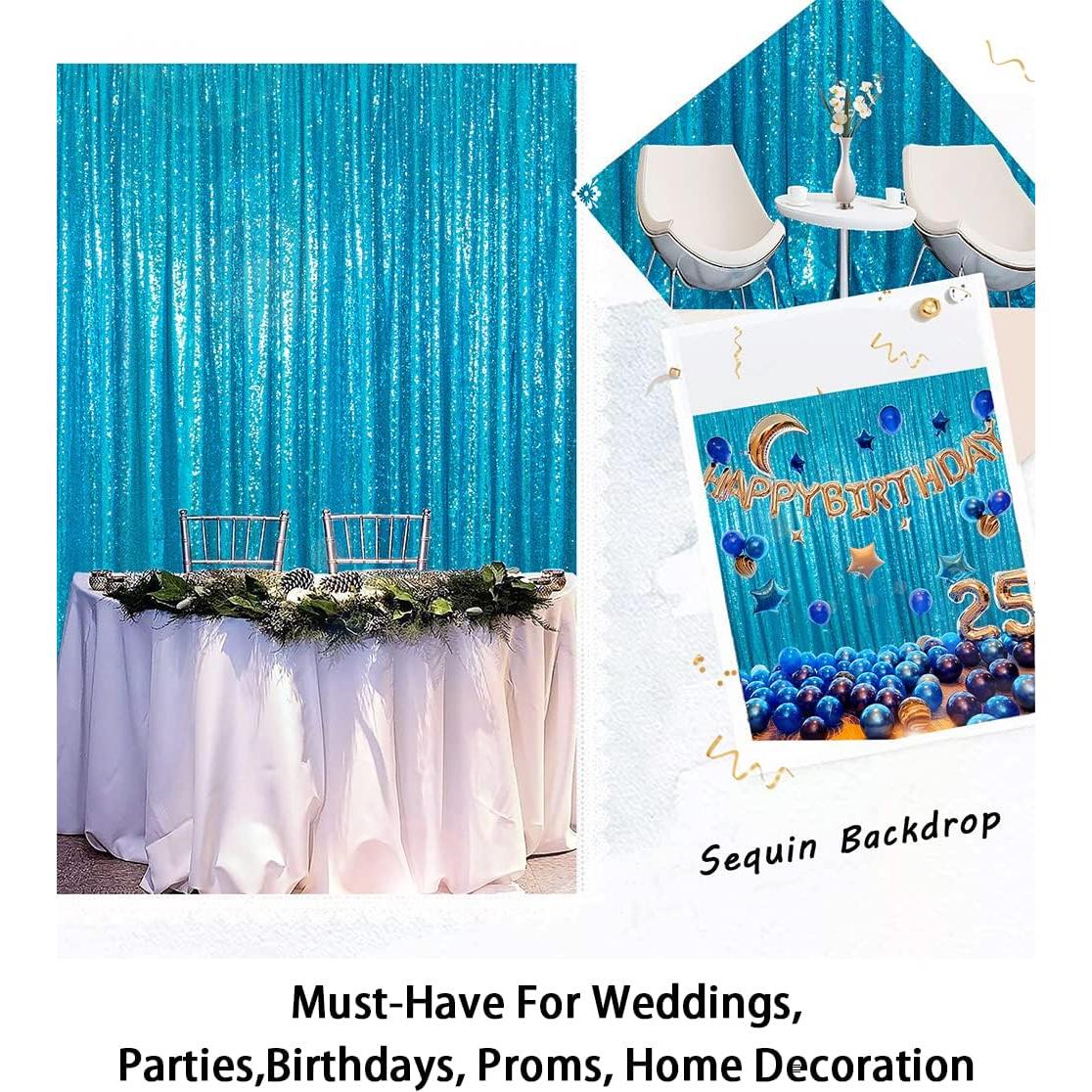 Cortinas de Lentejuelas ShinyBeauty 2 Paneles 0.61x2.44m Turquesa