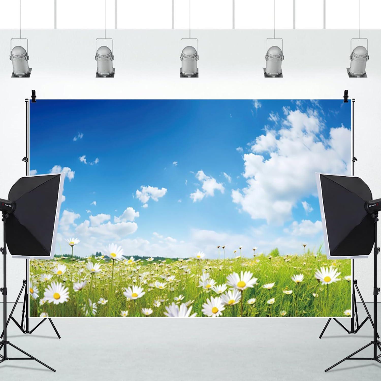 Fondo Fotográfico Renaiss 5x3ft Primavera Pradera Margaritas