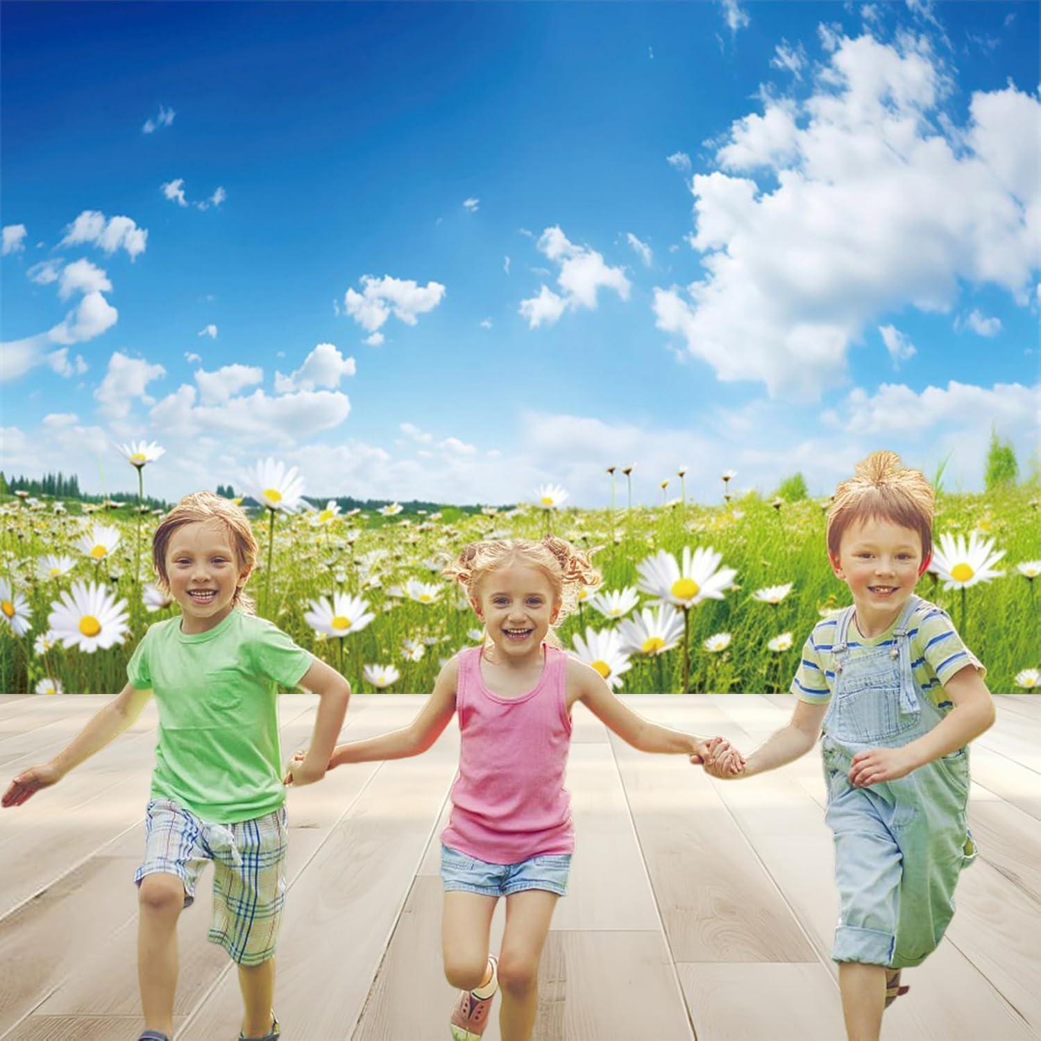 Fondo Fotográfico Renaiss 5x3ft Primavera Pradera Margaritas