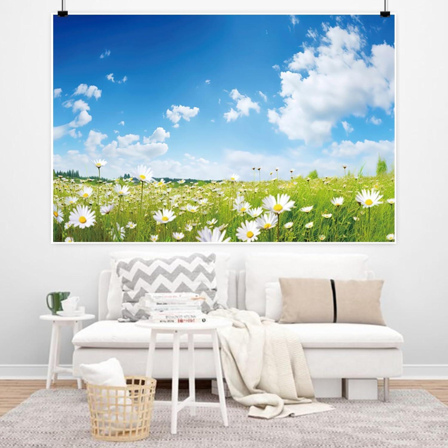 Fondo Fotográfico Renaiss 5x3ft Primavera Pradera Margaritas