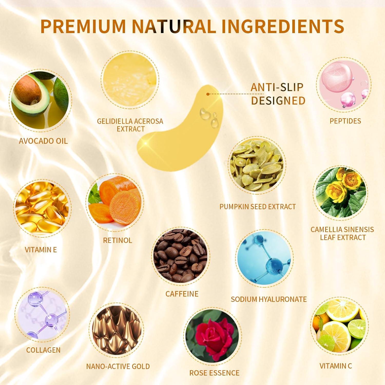 Parches para Ojos Prenawina 30 Pares Colágeno y Oro