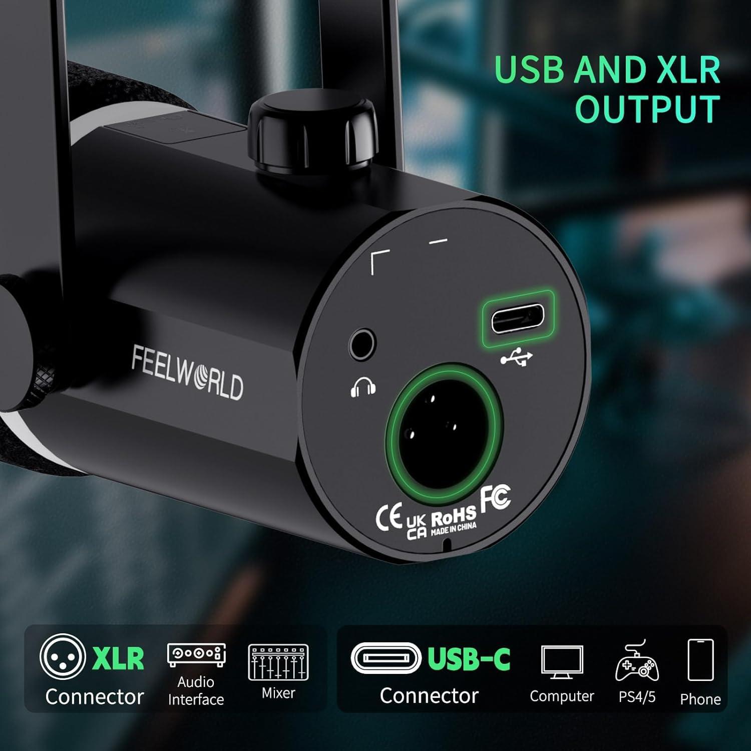 Micrófono Dinámico USB Feelworld PM para Podcast y Streaming