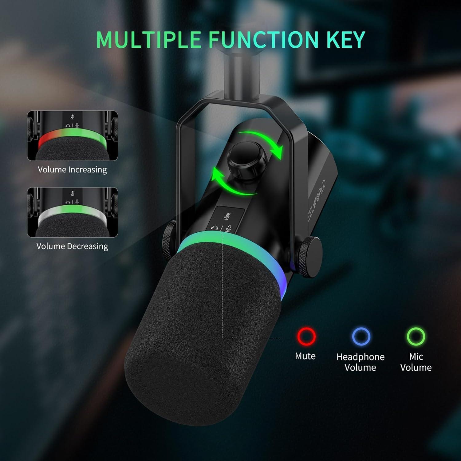 Micrófono Dinámico USB Feelworld PM para Podcast y Streaming