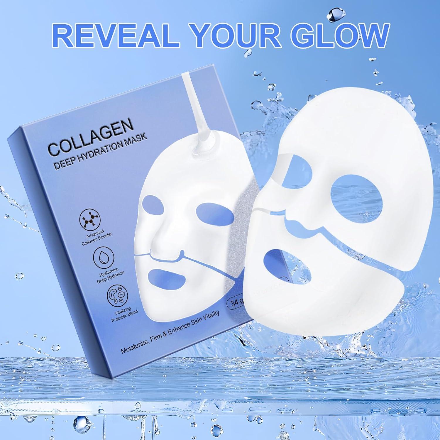Mascarilla Facial de Colágeno Akeeronn 6 Pcs Hidratante