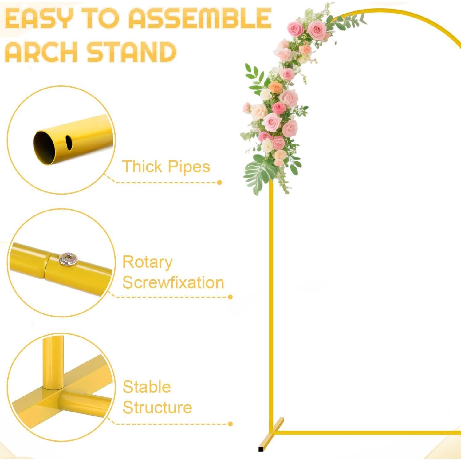 Soporte de Fondo de Arco FUHSY 2.2m con Cubierta Spandex Rosa