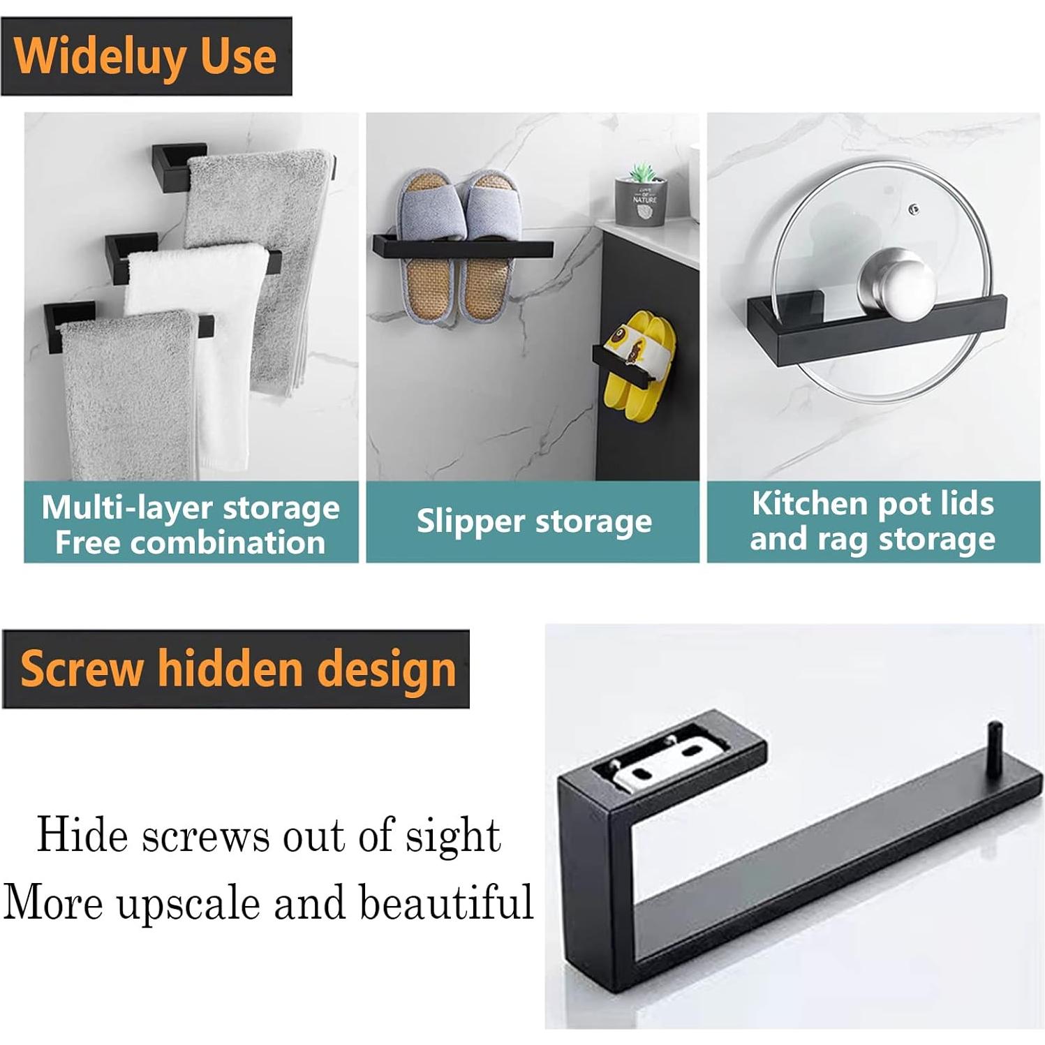 Soporte para Toalla de Mano JOPOFI Acero Inoxidable Negro 21 cm