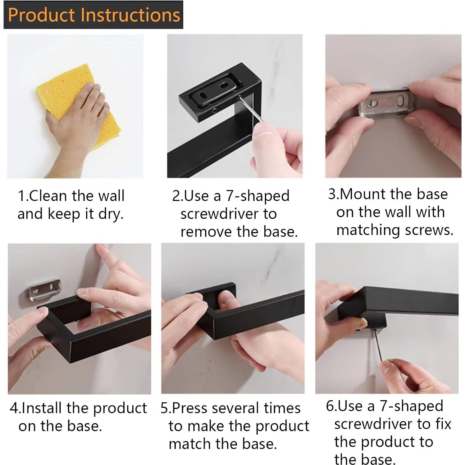 Soporte para Toalla de Mano JOPOFI Acero Inoxidable Negro 21 cm