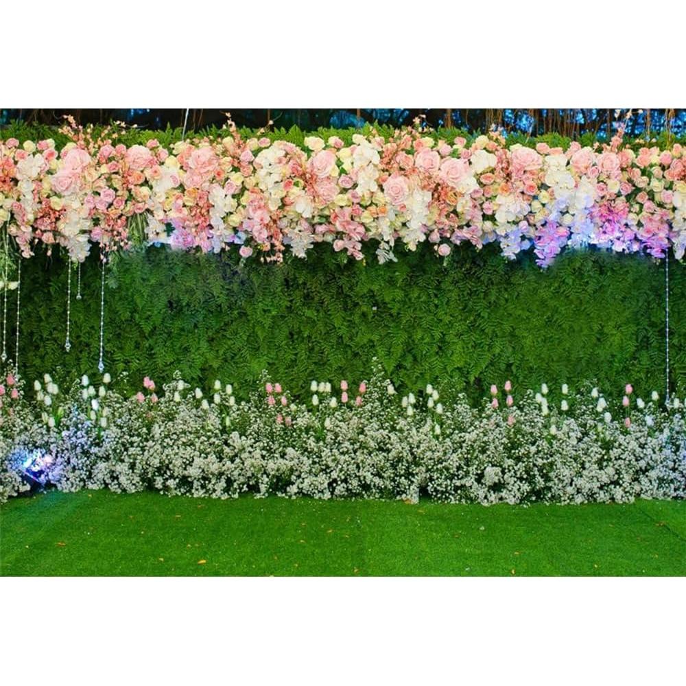 Fondo de Fotografía Vinilo 210x150cm Flores Rosa Boda