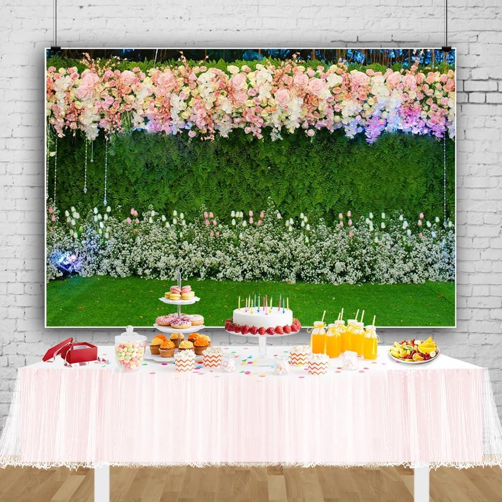 Fondo de Fotografía Vinilo 210x150cm Flores Rosa Boda