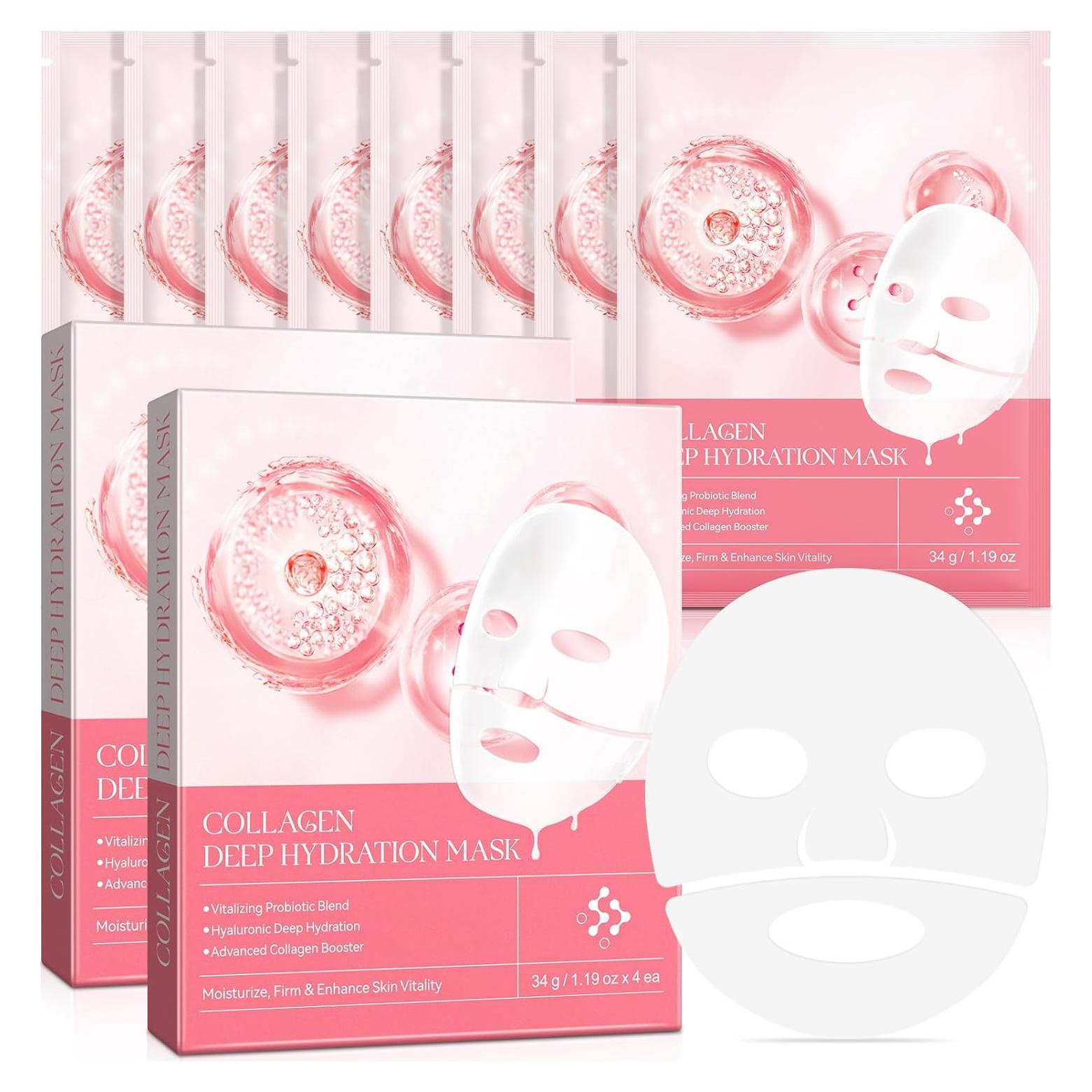 Mascarilla de Colágeno JHZZDZSWYXGS 8 Piezas Hidratante