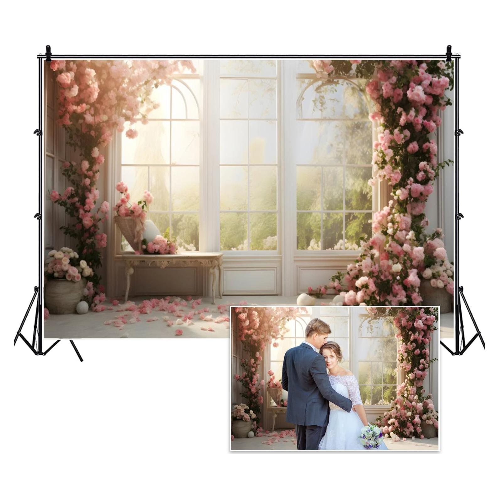 Fondo de Fotografía Floral Rosa 2.7x1.8m Poliester Vie Savaran