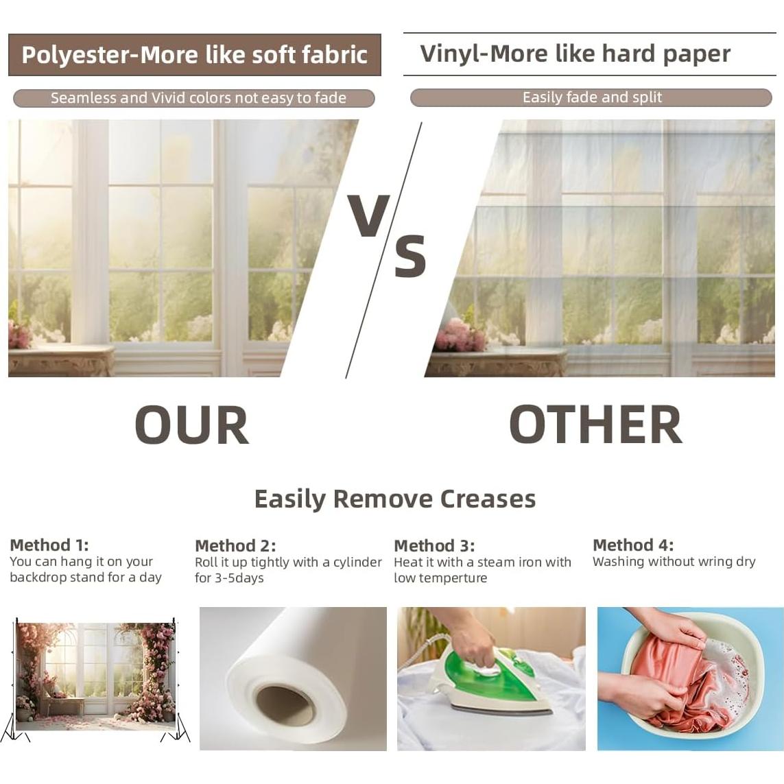 Fondo de Fotografía Floral Rosa 2.7x1.8m Poliester Vie Savaran