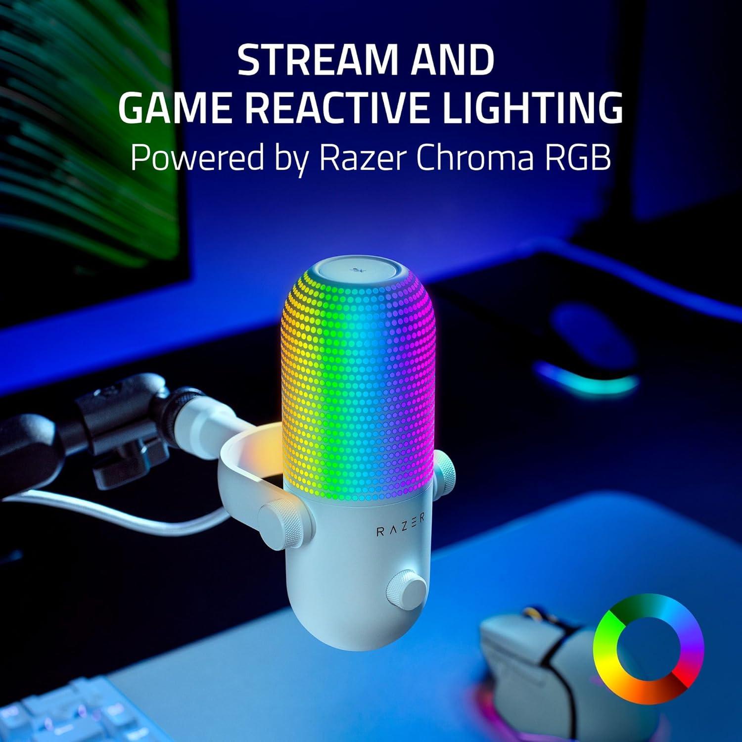 Micrófono USB Razer Seiren V3 Chroma RGB - Blanco, 20Hz-20kHz