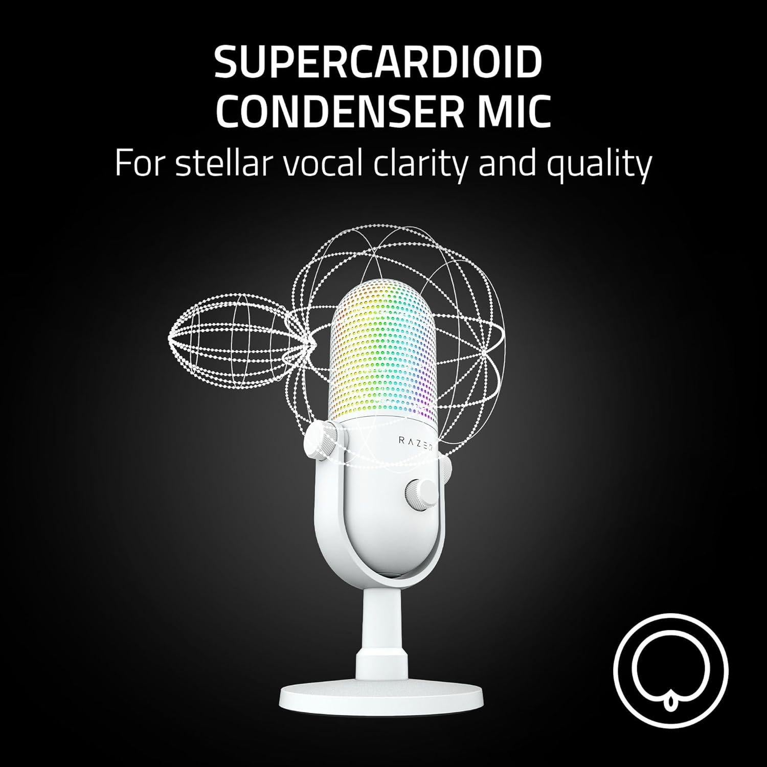 Micrófono USB Razer Seiren V3 Chroma RGB - Blanco, 20Hz-20kHz