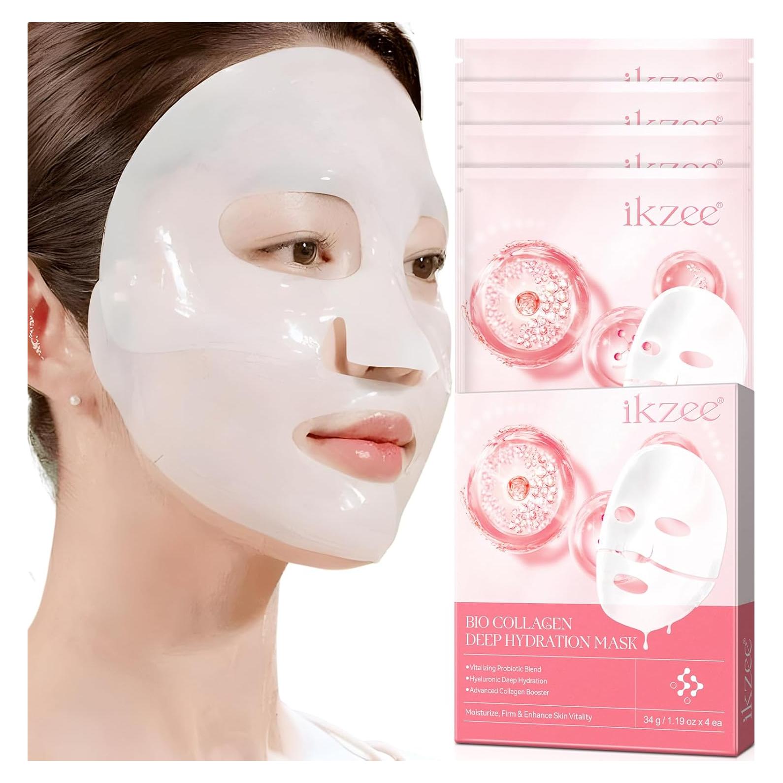 Mascarilla Hidratante IDUCEN con Colágeno y Probioticos 4 Pzas