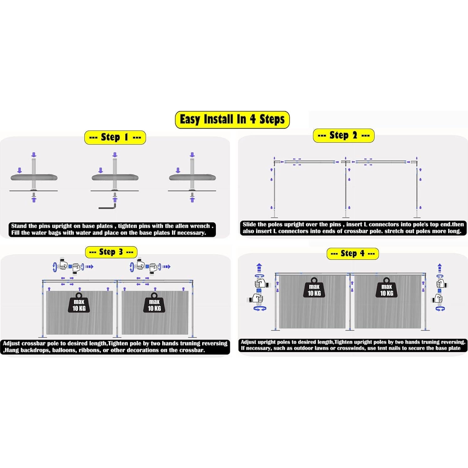 Soporte de Fondo Portátil Ajustable VivStruct 10x6m Doble Barra