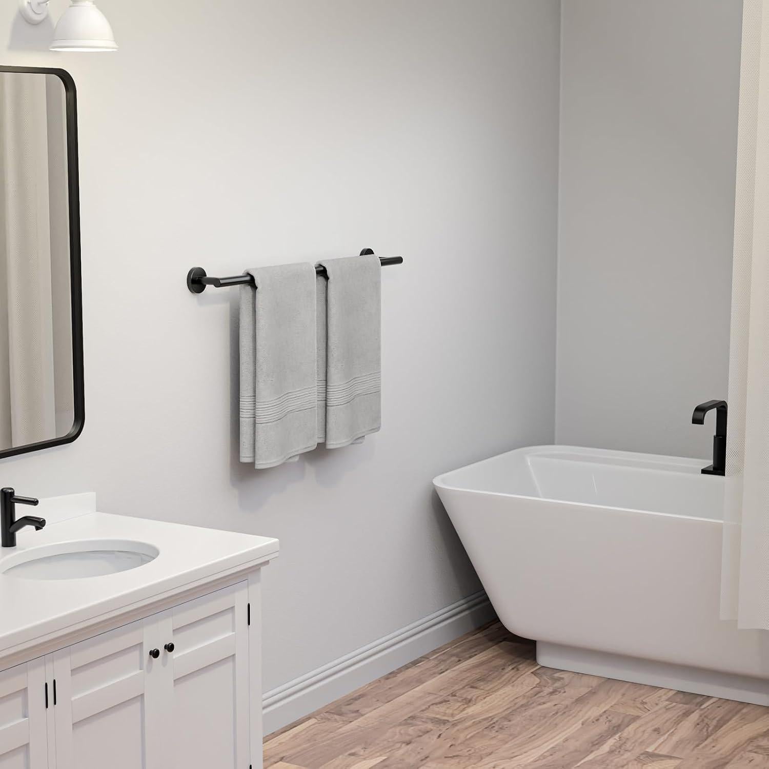 Barra de Toalla Negra Mate USHOWER 66 cm Acero Inoxidable