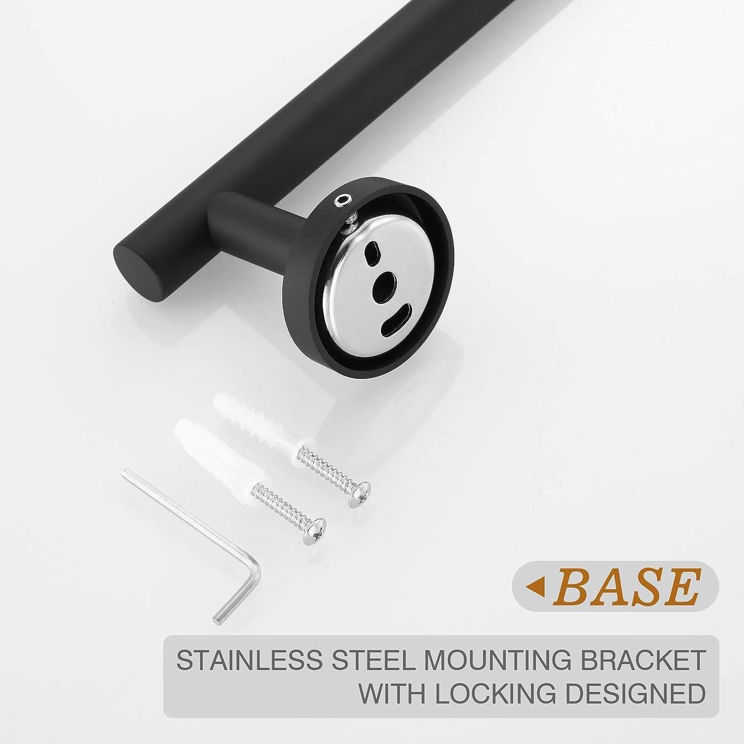 Barra de Toalla Negra Mate USHOWER 66 cm Acero Inoxidable