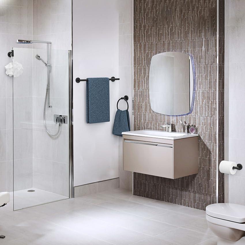 Barra de Toalla Negra Mate USHOWER 66 cm Acero Inoxidable