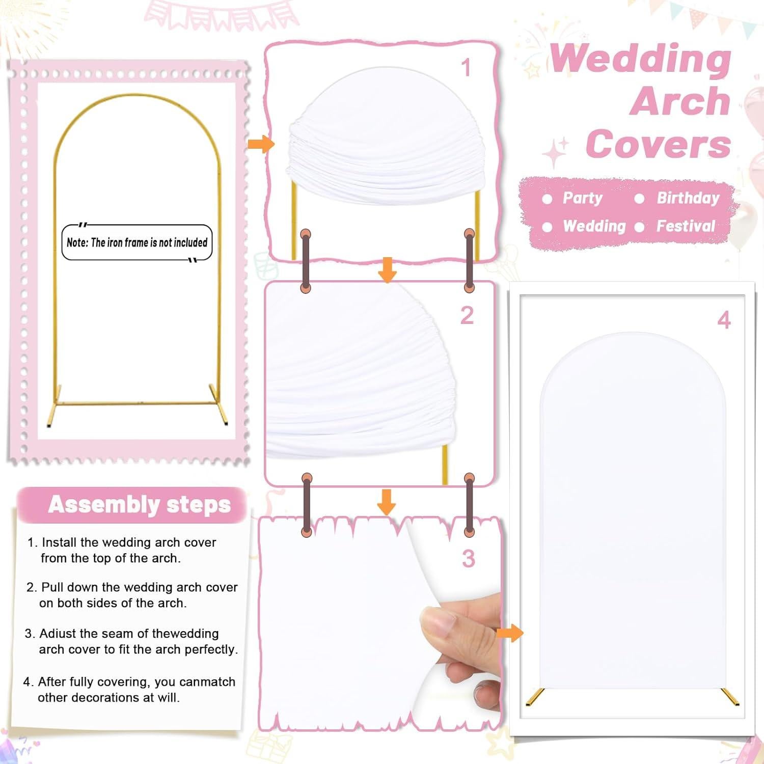 Cubierta de fondo de arco Chiara 3 piezas Spandex Blanca 2.2m 2m 1.8m