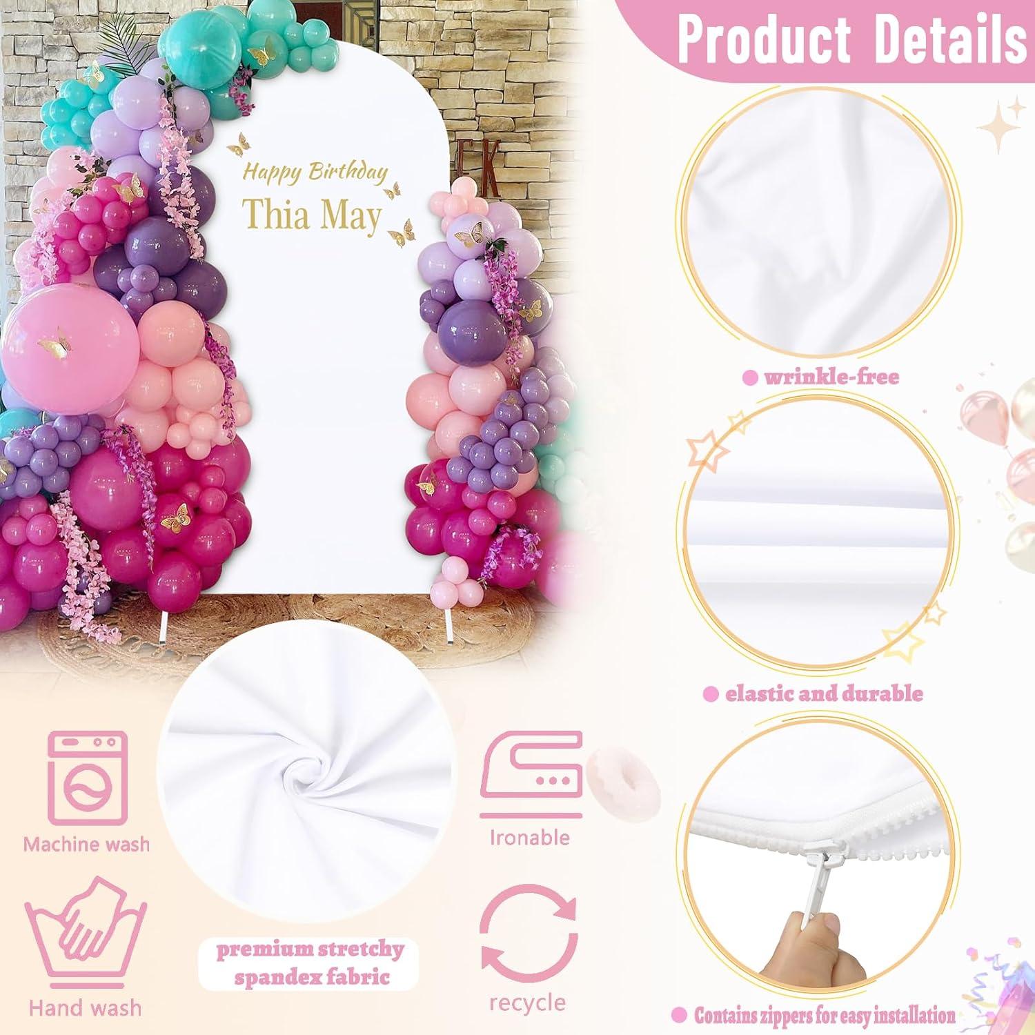 Cubierta de fondo de arco Chiara 3 piezas Spandex Blanca 2.2m 2m 1.8m