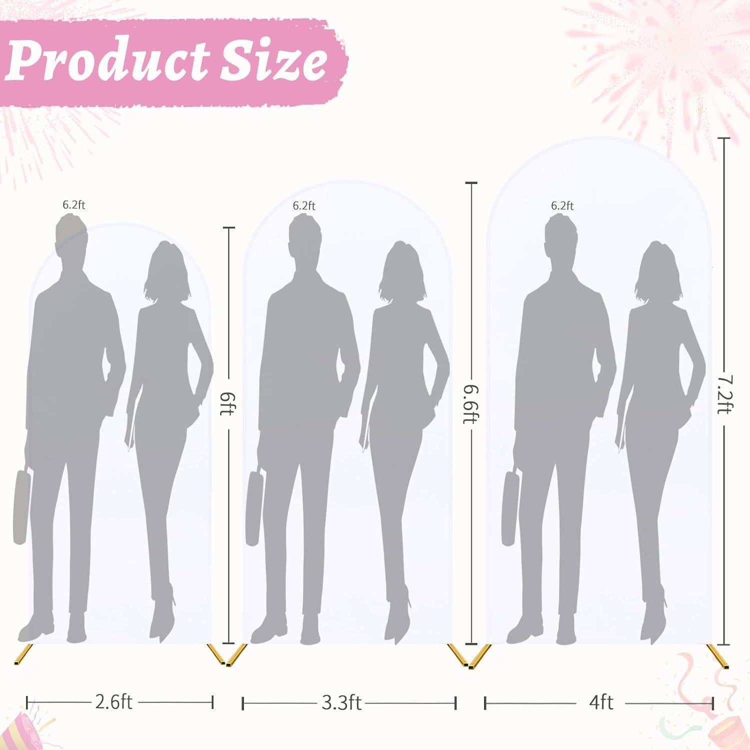 Cubierta de fondo de arco Chiara 3 piezas Spandex Blanca 2.2m 2m 1.8m