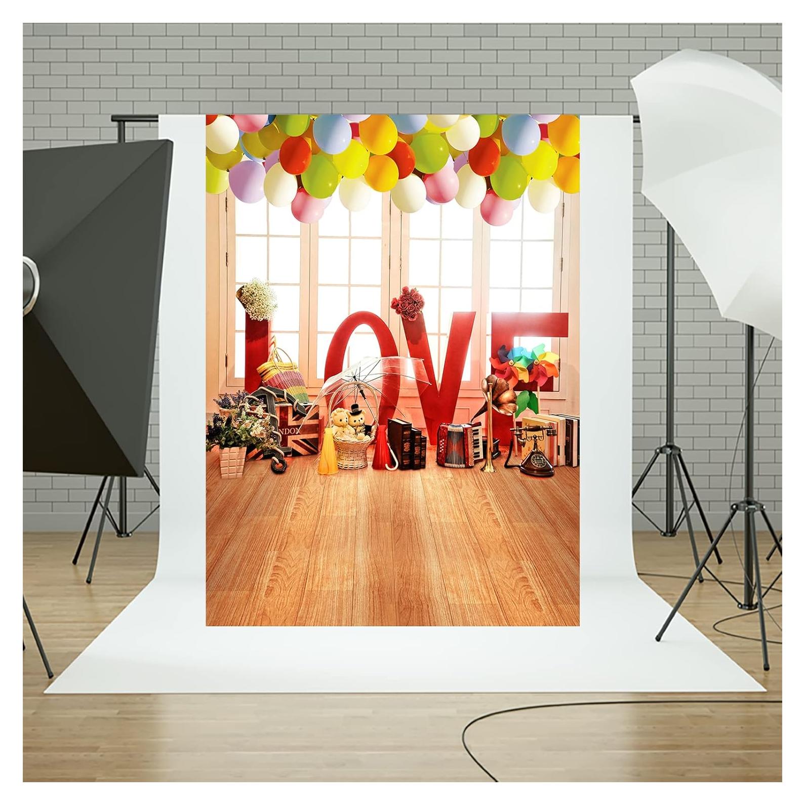 Fondo fotográfico Mestker 1.52x2.13m amor globos niños