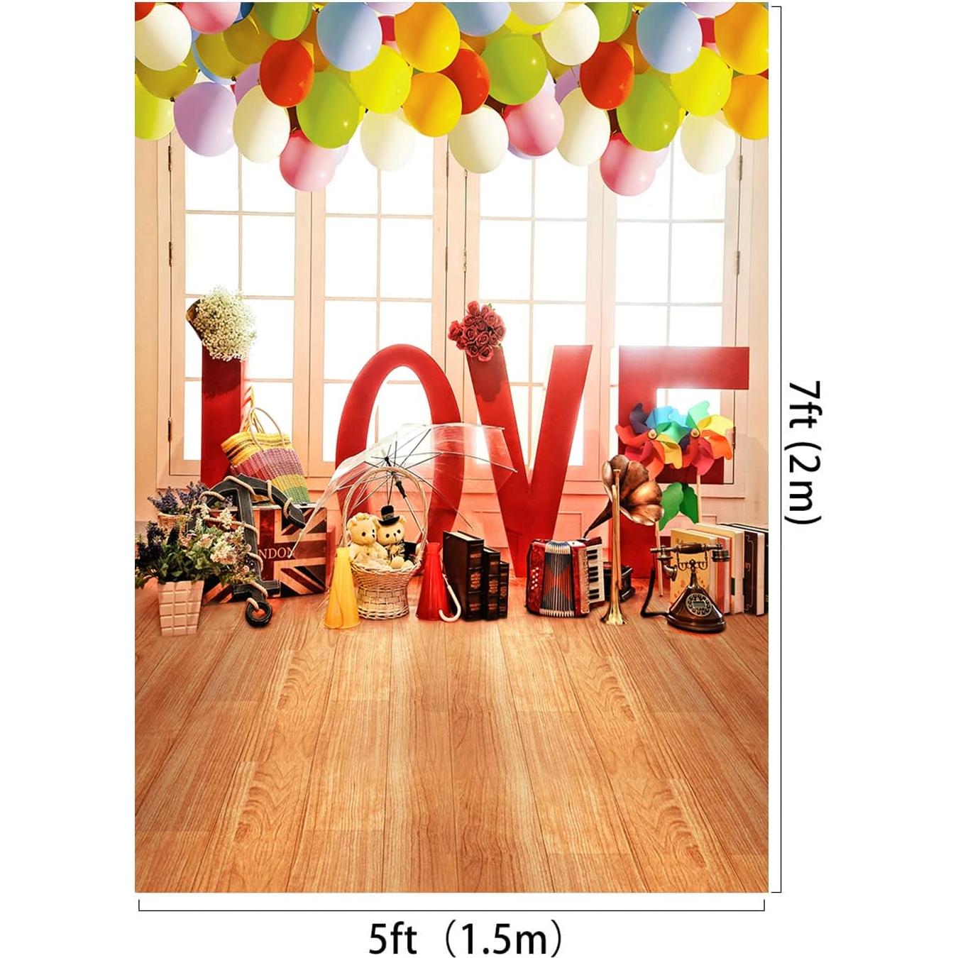 Fondo fotográfico Mestker 1.52x2.13m amor globos niños