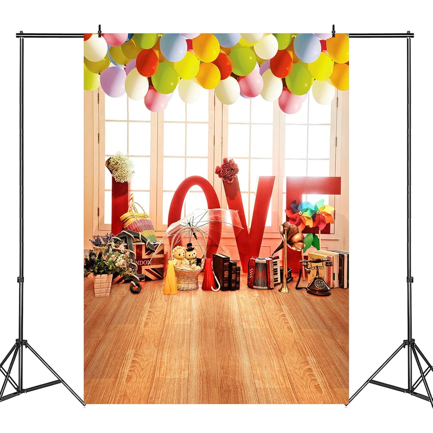Fondo fotográfico Mestker 1.52x2.13m amor globos niños
